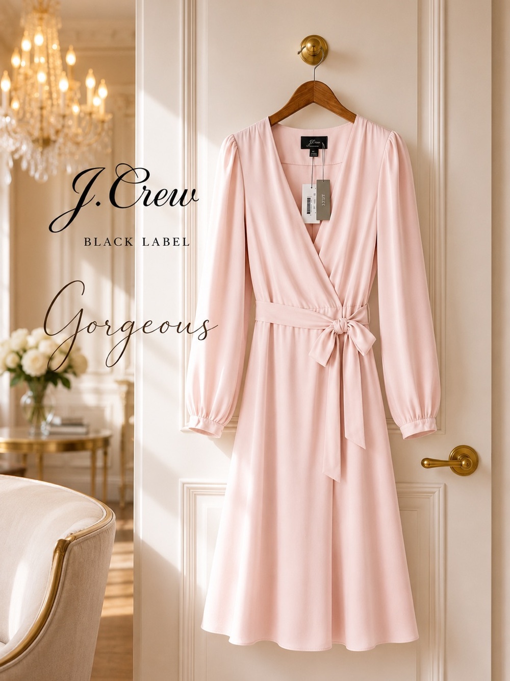 NEW J Crew 🖤 Black Label 🖤 Pink Wrap Dress – Wedding Guest, Fully Lined, Size 6
